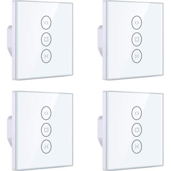 Interrupteur Volet Roulant Connecté WiFi, Commutateur Intelligent Stores, Tactile Avec LED Desactivable Et Timer 4 Packs 70639169
