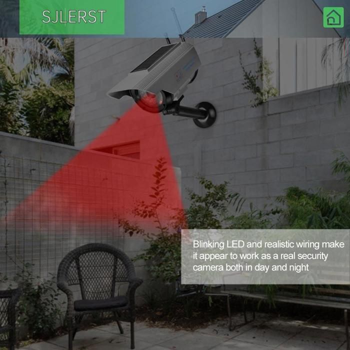 HURRISE Fausse Caméra De Sécurité Solaire Factice Pour L'extérieur