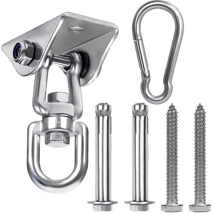 Lot 2 Crochets Plafond Viomis Acier Inox 360° - Charge 450kg Pour Hamac Sac Frappe Poutre Bois Béton