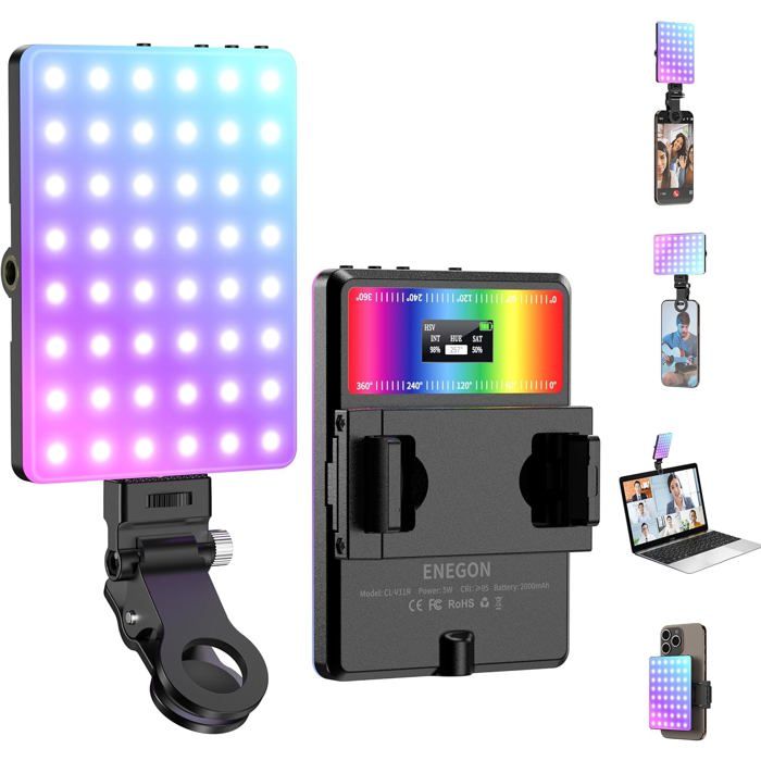 Luce Video RGB CIYYFVA 138 LED Portatile | Ricaricabile, CCT Regolabile, Effetti Speciali, Per Selfie, Vlog E Dirette Streaming - 3