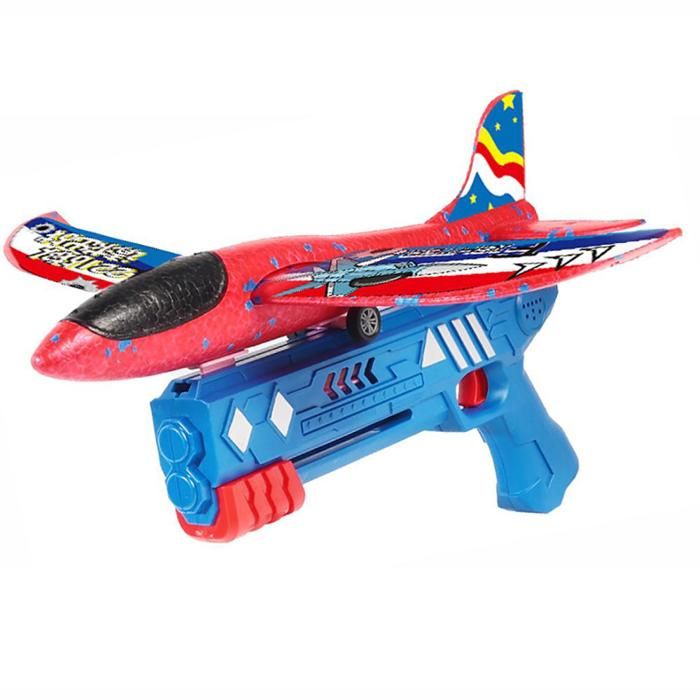 AGAKY Avion Catapulte En Mousse EPP Avec Lanceur – 2 Planeurs + Pistolet – Jeu Extérieur – Éducatif, Résistant Aux Chocs – Cadeau Enfant