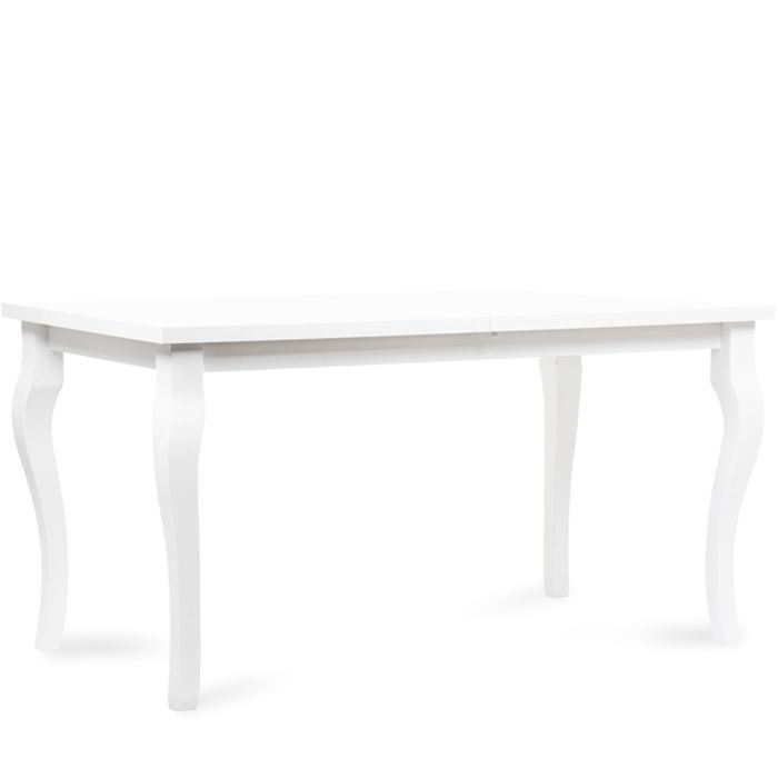 Table à manger extensible CABIO Blanche style scandinave/loft pieds bois - L 150-190 cm