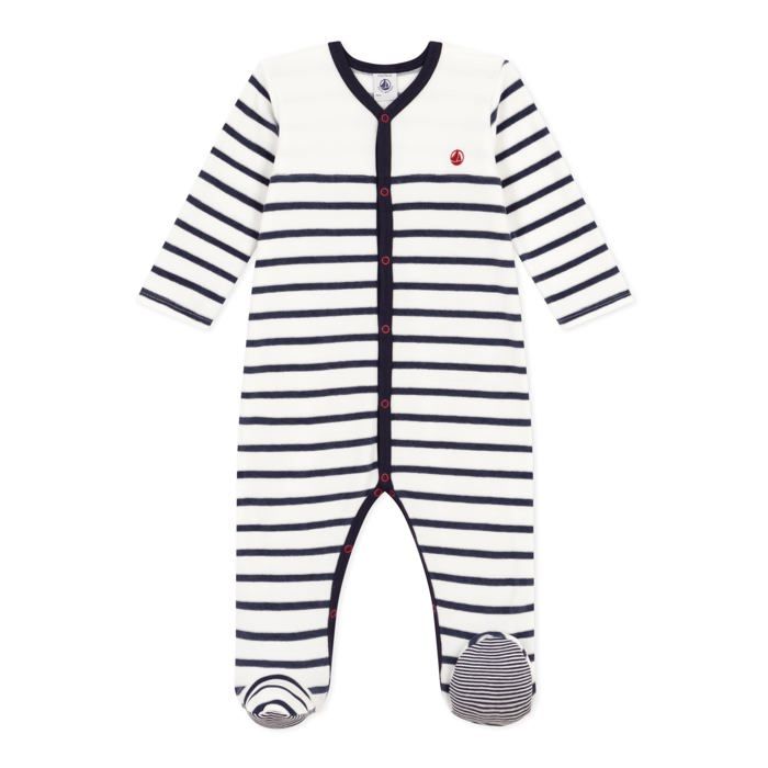 Petit Bateau - A08B6 - Mixte Bébé Pyjama Dors Bien, Blanc Marshmallow / Bleu Smoking, 3 Mois EU - Puériculture & Eveil Bébé