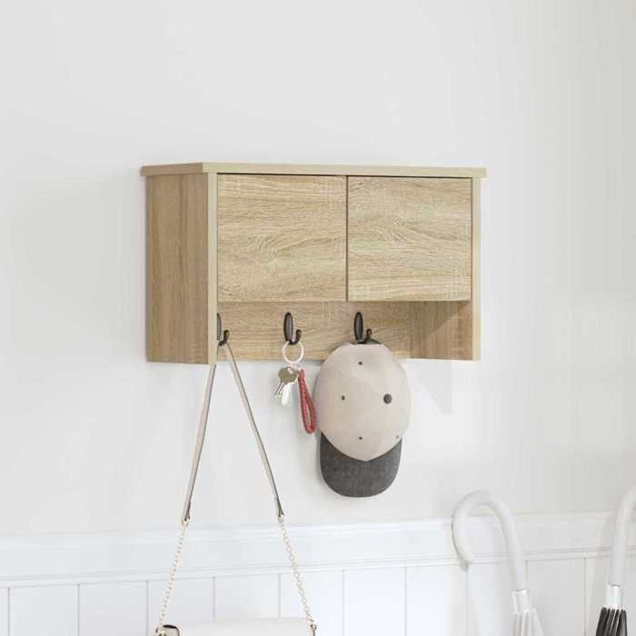 BONNIE®Porte-manteau mural - Étagère Décoration pour Maison Cuisine avec étagère Chêne sonoma 50 x 20 x 30 cm qacj8519