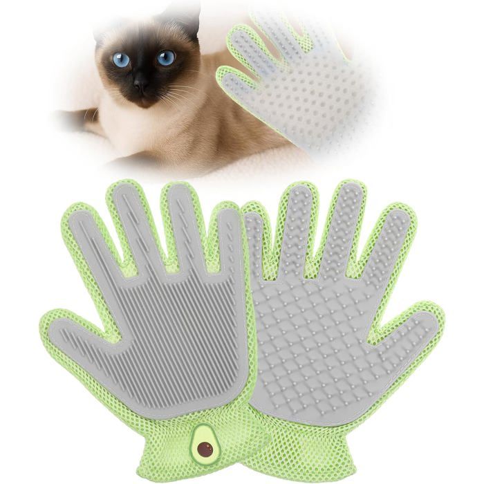 Gant de toilettage 2 en 1 pour chats et chiens brosse de démêlage gant long et court pour enlever les poils des animaux