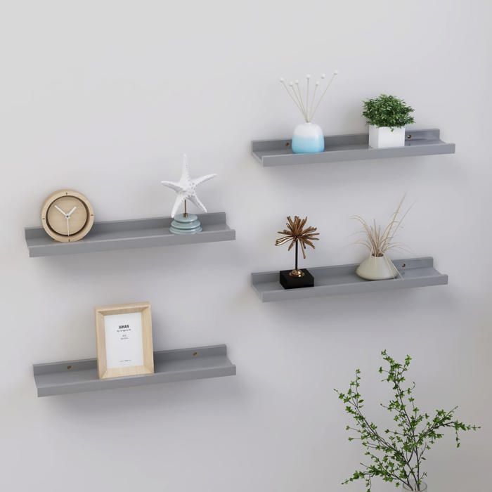 Étagères murales - vidaXL - 4 pcs - Gris - MDF - 40x9x3 cm