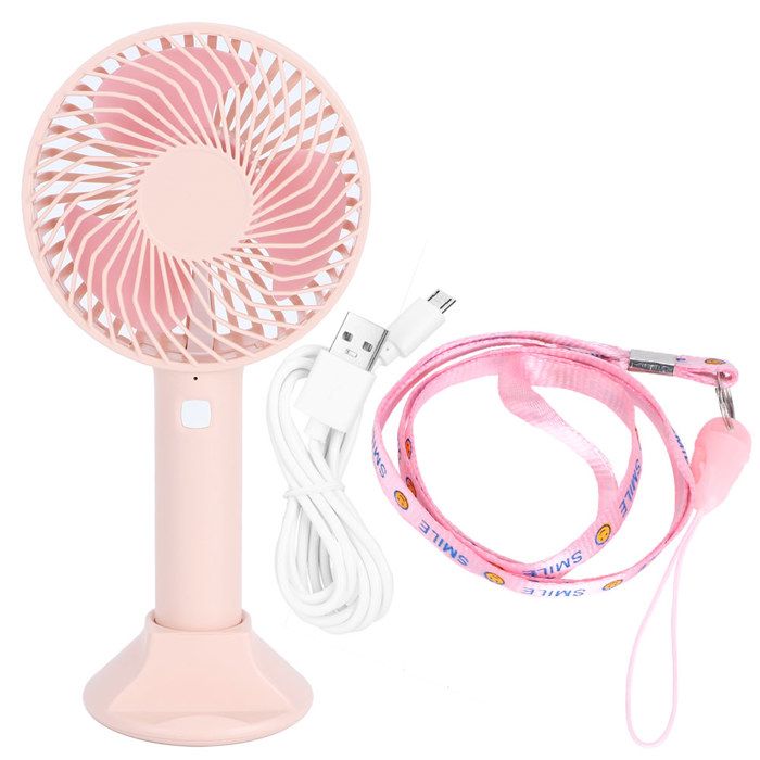 Ventilateur de poche mini avec support multifonction rechargeable USB rose pour bureau et maison - Jymm