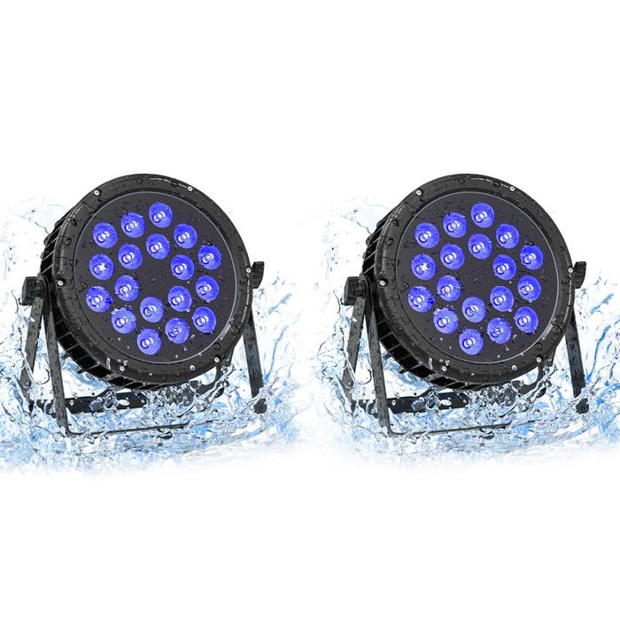 UKING -100 W Projecteur LED 18 LED étanche IP65 - 4 en 1 Lampe de Scène RGB 36 -DMX512 pour extérieur scène de concert-2 PCS