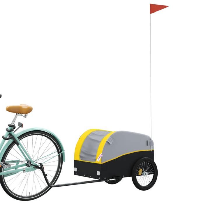 Remorque de vélo - VIDAXL - CLOUD - Noir et jaune - 30 kg - 123x52x53 cm - 60x40x40 cm compartiment