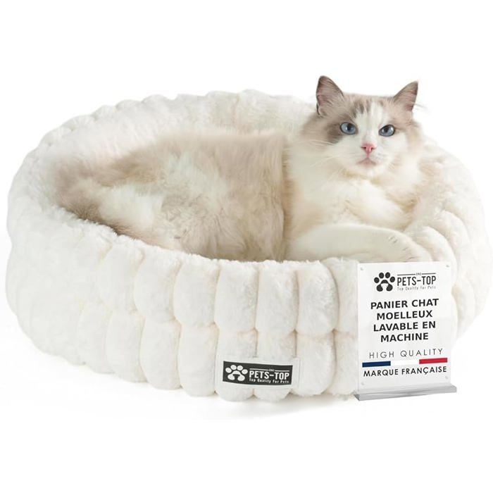Meilleurs prix pour Panier Chat Moelleux Blanc 50cm - Coussin Doux Confortable Anti-Stress Pour Chaton et Chiot CORBEILLE