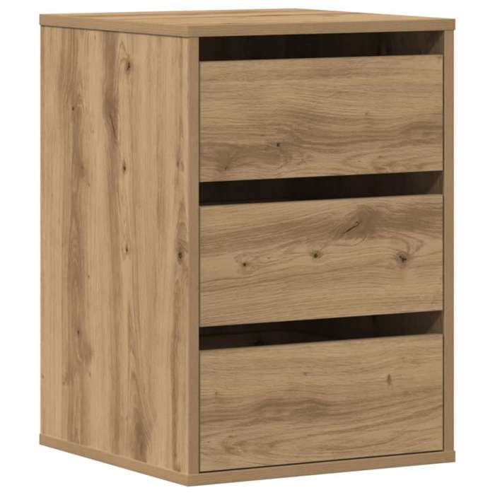 Commode dangle chêne - GKO - 40x41x58 cm - Bois dingénierie - 3 tiroirs - Chêne artisanal - Assemblage requis