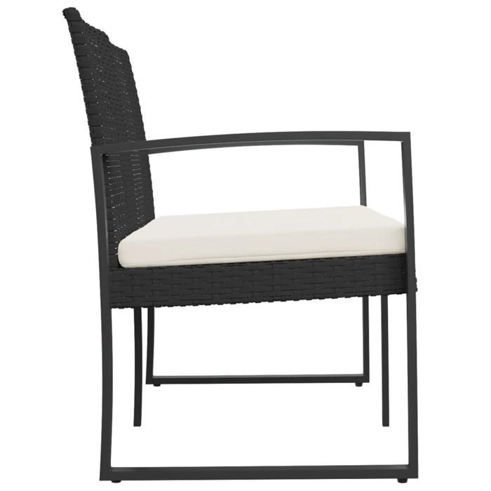 Noir Chaise/Meuble dextérieur SARAZYJ - Banc de jardin - à 2 places avec coussins - noir - rotin PP Hot98835700