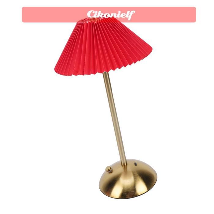 zerone Lampe tactile de chevet Bedside Touch Lamp Cordless Night Light Rechargeable Modern Pleated Fabric With linge poser