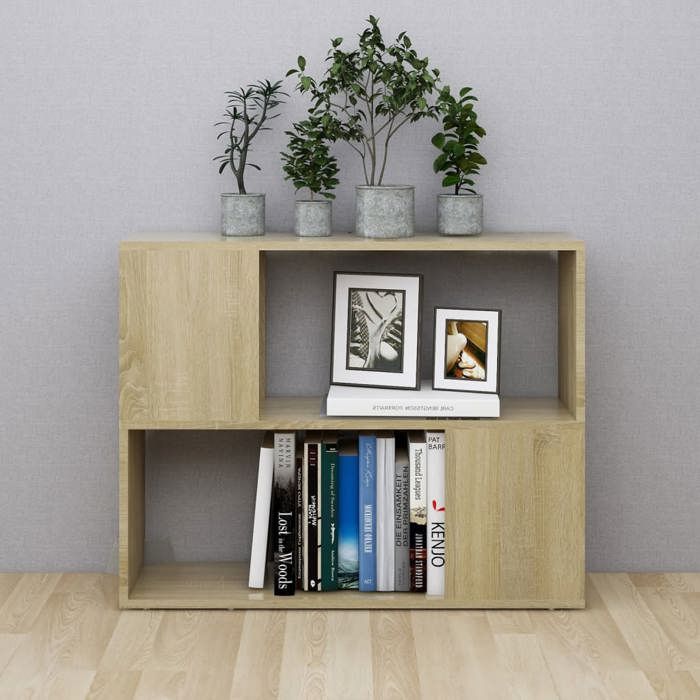 Meuble TV(1 PCS) - ZENCORE - Cabinet HIFI - Pour séjour - Chêne sonoma 80x24x63cm - Bois dingénierie LH93385