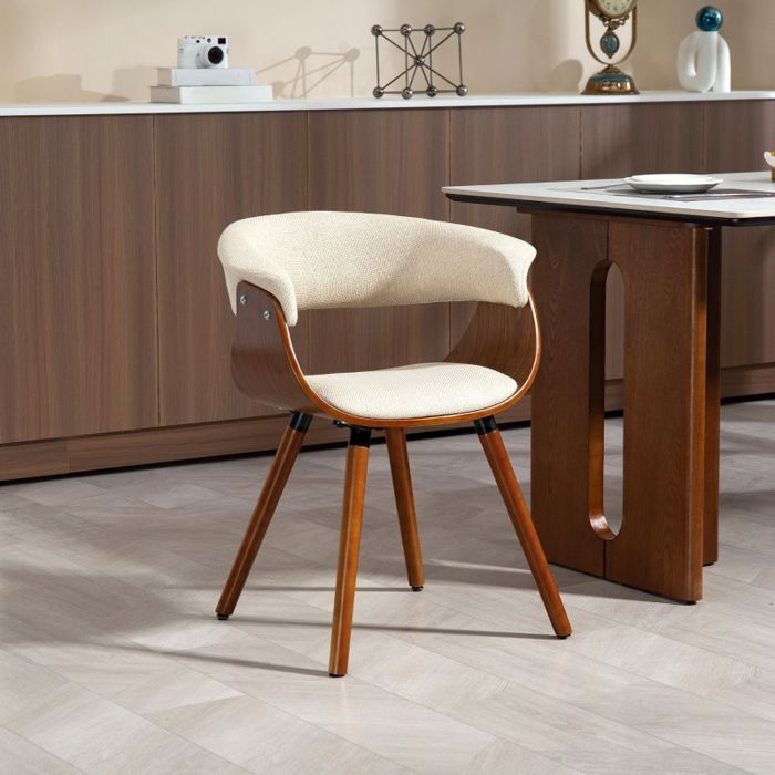 Chaise de salle à manger chaise de cuisine avec dossier aspect lin fauteuil chaise rembourrée avec pieds en bois table à manger