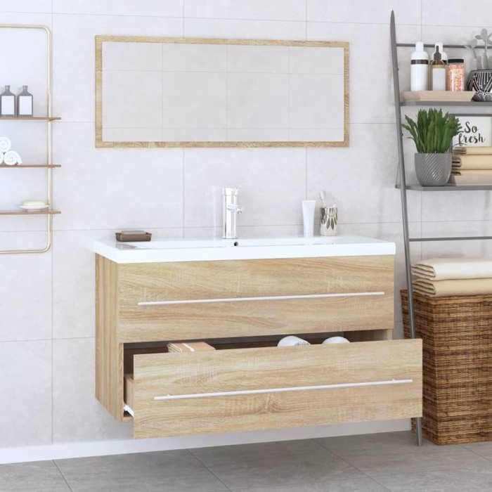 Ensemble de meubles de salle de bain 3 pcs - NGM - Elégant Design - meuble de rangement - Chêne sonoma 31396135122