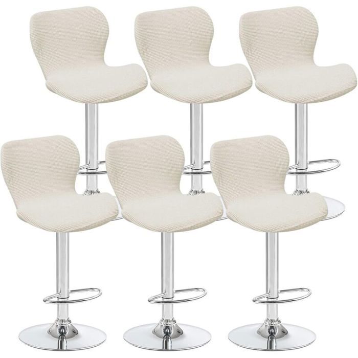 Housses de tabouret pivotant - Unbrand - Lot de 6 - Blanc cassé - 40x30x30 cm - Pour chaise de bar à dossier bas