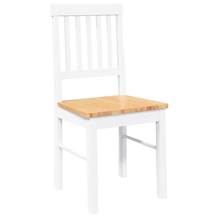 Chaises cuisine(2 pcs) - Blanc - Chaises à manger - 2 personnes - blanc bois massif caoutchouc 42.5x44.5x90 cm F2798