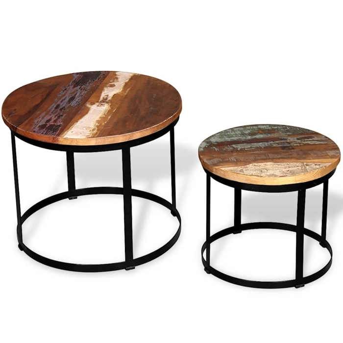 Maison Exclusive - Table basse 2 pcs Bois récupéré massif Rond 40 cm / 50 cm