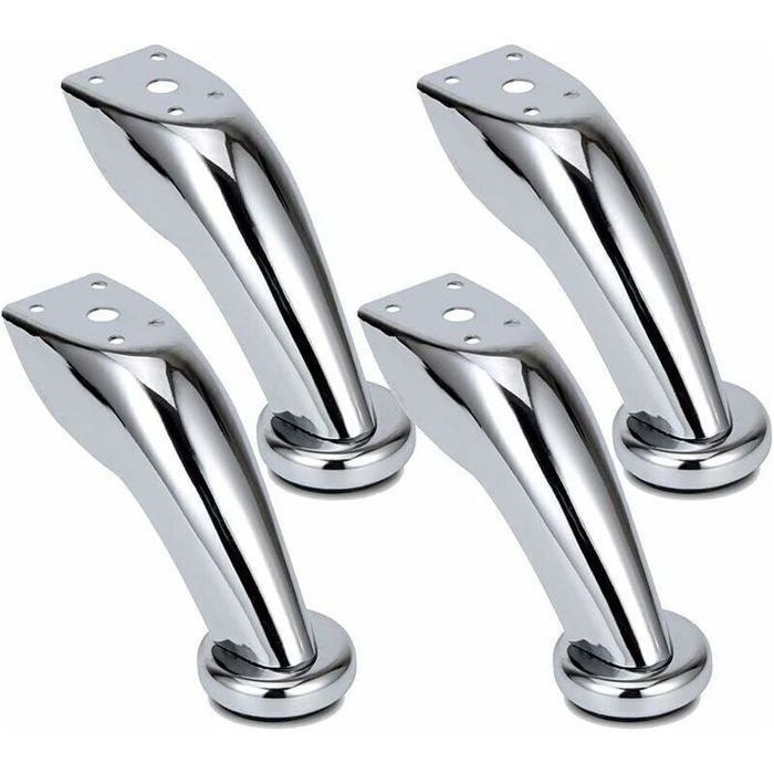 Pieds meubles inox chromé 9 5 cm – Lot de 4 pour canapé chaise lit armoire