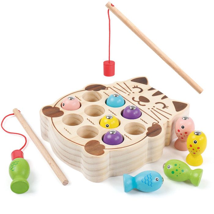 Jouets pour enfants pêche au chaton magnétique - Onwind - jeux éducatifs pour enfants en bois jouets dentraînement à la concen