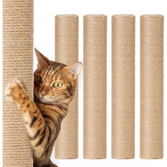 4pc de tiges de rechange pour arbres à chat tige de remplacement en corde de sisal naturelle pour arbre à chat recharge