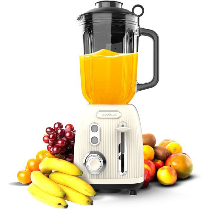 Blender verre Power Black Titanium 1200W bol 1 5L 4 lames titane design rétro Blender verre Power Black Titanium 1200W bol 1 5L 4 lames titane design rétro