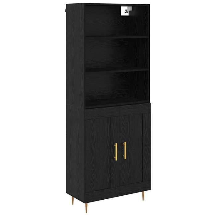 Armoire haute - vidaXL - colonne de rangement - bois dingénierie - chêne noir - 69 5 x 34 x 180 cm - 2 portes - avec tiroir{jmv72m}