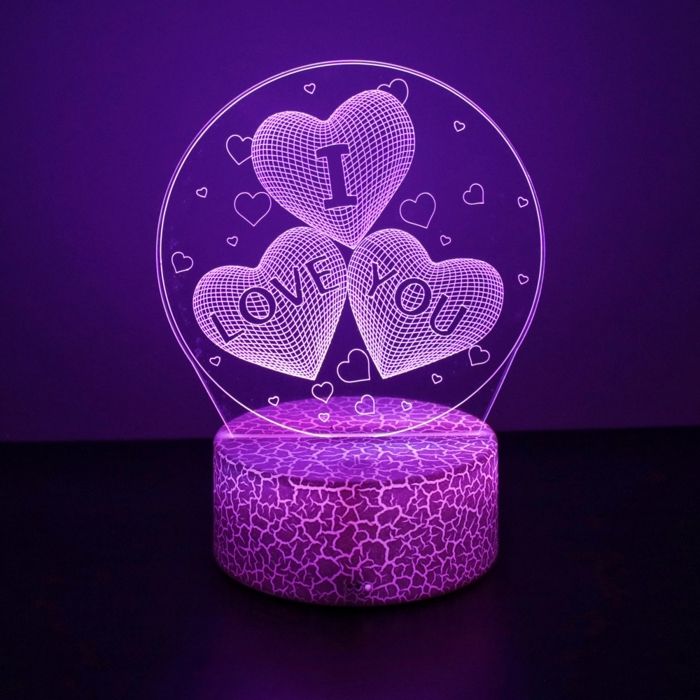 Lampe 3D LED veilleuse illusion je taime Gadget coeur chambre lampes de bureau décor à la maison nuit romantique amour-Noir Base