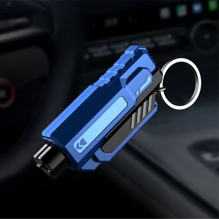 Marteau De Sécurité 2 En 1 Avec Coupe Ceinture Et Brise Vitre Pour Voiture Outil D Urgence Auto Évacuation Inclus Verre Test Bleu