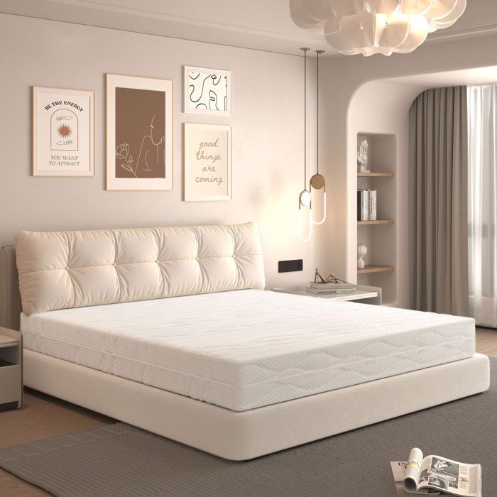 ROVRYN Matelas ressorts ensaches 180 x 200 cm H3 7 zones 20 cm mousse et ressorts blanc et gris