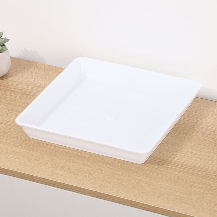 Bac à plantes en plastique blanc 1515 cm bac à égouttement carré bac à fleurs adapté à lintérieur et à lextérieur 2 pièces