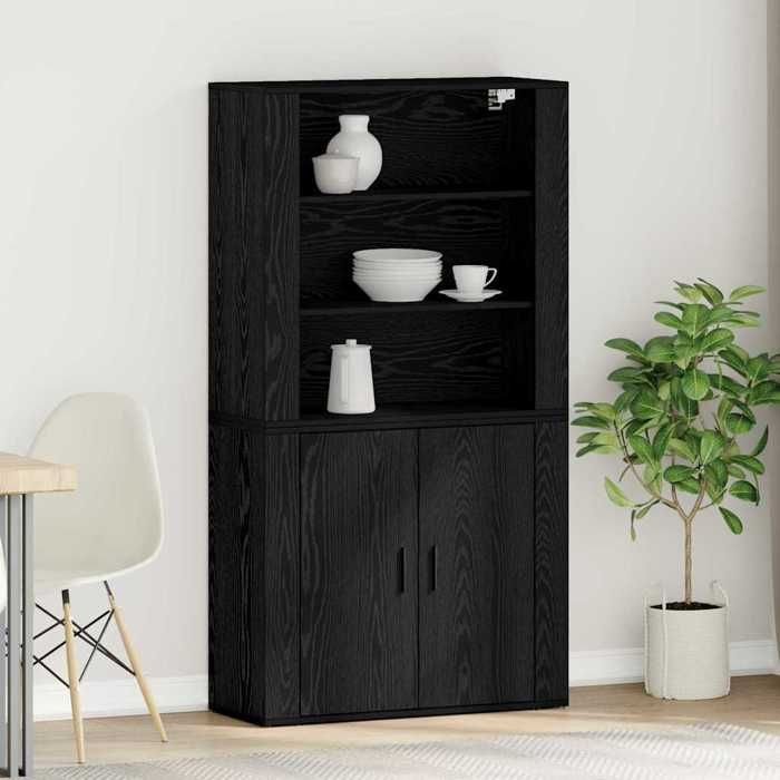 Noir Haut Armoire Chêne noir 80x33x150 cm Bois dingénierie - Meuble Rangement LV29608