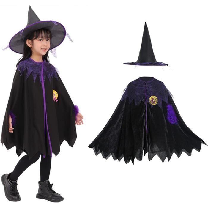 Cape Halloween Enfant, Costume Sorciere Enfant avec Chapeau Sorciere  Déguisement Fille, Accessoires de Cosplay d'Halloween - Cdiscount  Prêt-à-Porter