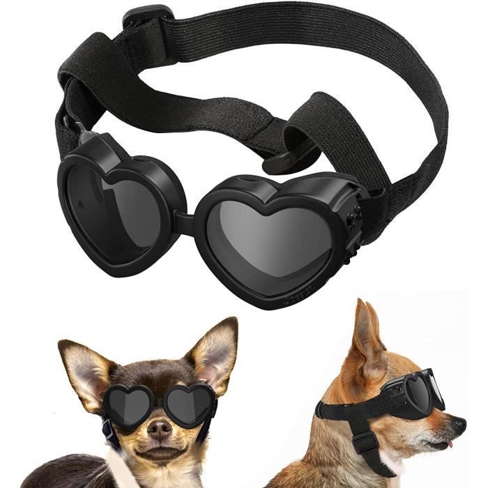 Lunettes Pour Chien En Forme De Cœur, Lunettes Coupe-vent De Protection UV Pour Petits Et Moyens Chiens, Noir