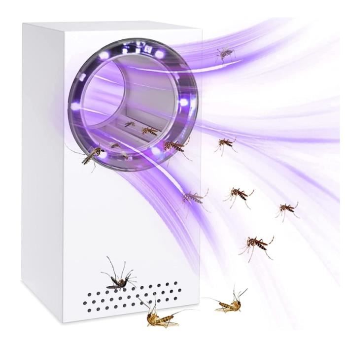 Piège à Mouches Intérieur Avec 8 Recharges - Attrape Moucherons, Mites, Mouches à Fruits - LED Réglable