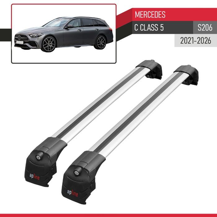 Barres De Toit ACE-2 Pour Mercedes E-Class Break 2021-2025 - 2 Barres Aluminium Noir, Charge Max 75 Kg - 6