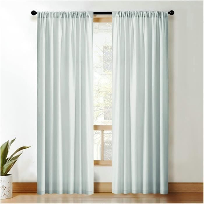 Lot De 2 Rideaux Voilages Unis Bleu Marine - 134x240 Cm - Œillets 4cm - Translucide Pour Salon, Chambre, Cuisine - 5