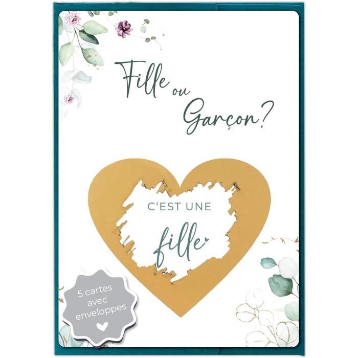 10 Cartes à Gratter Gender Reveal - Pour Annoncer Fille Ou Garçon, Motif Rustique, Format 10x15 Cm