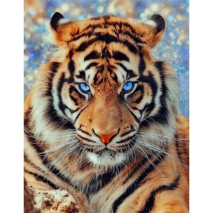 Kit Peinture Diamant 5D - Tigre Lask Par Diamondmosaic - Toile, Strass, Outils Inclus