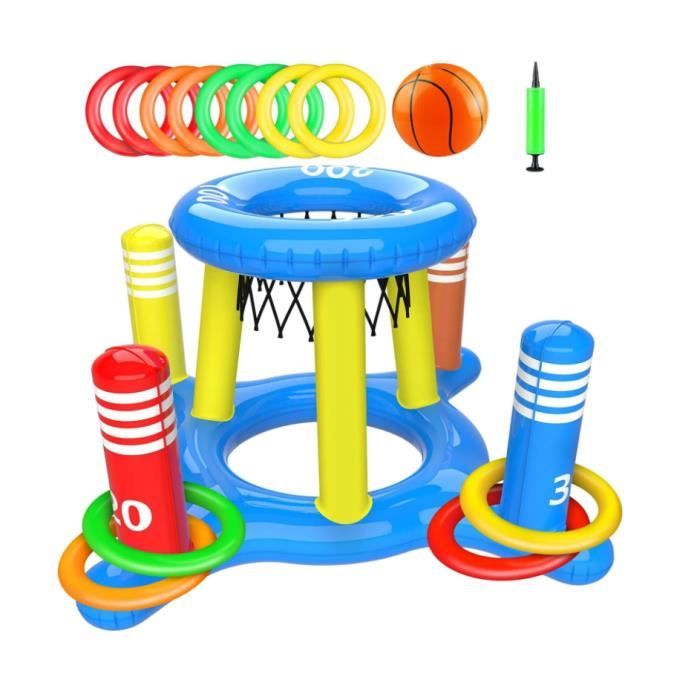Jeu De Lancer Flottant Piscine - Anneau + 10 Balles EVA - Jouet Nautique Pour Enfants Et Adultes