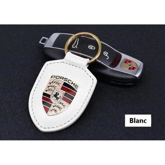 Porte clé Porsche en cuir Blanc