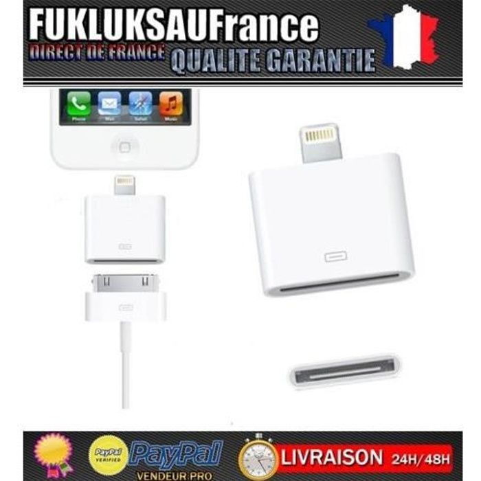 CHARGEUR ADAPTATEUR 8 PIN VERS 30 PIN IPHONE 4/4s Vers IPHONE 5 5s 6 6+ IPOD...