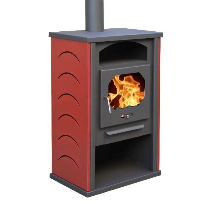 Poêle à bois CHAMONIX ROUGE 12 KW pour bûches d… Cdiscount Bricolage