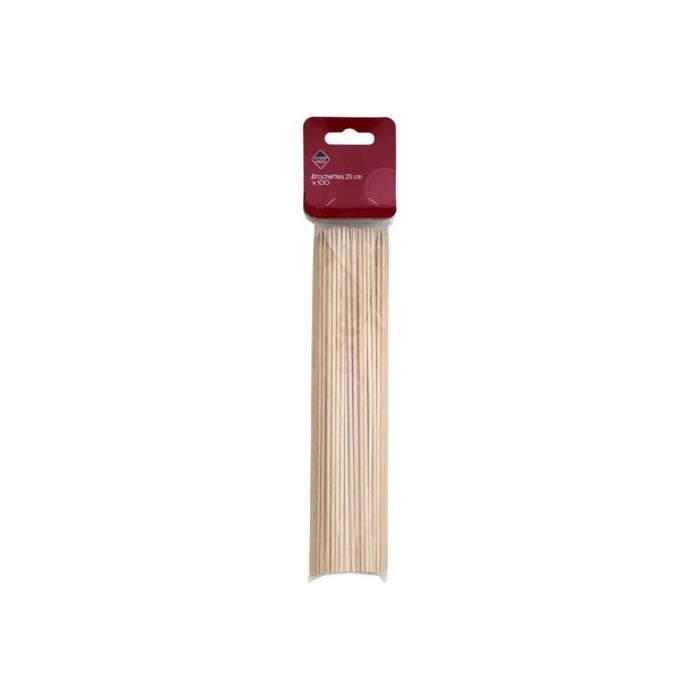 4 Pics à Brochettes Chromés Avec Manche En Bois - Longueur 38 Cm, Idéaux Pour Barbecues, Apéros, Brochettes Viandes Et Légumes