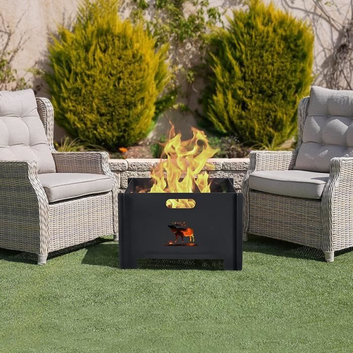 Brasero de Jardin Carré pour Feu de Camp Foyer Extérieur Portable pour — free download