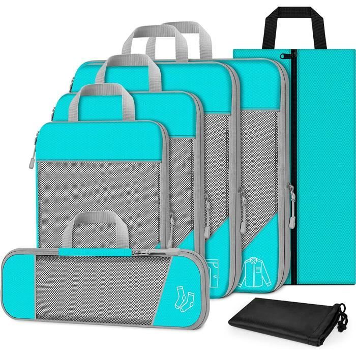 Organisateur Valise, Rangement Valise Lot de 7 Organisateur de Voyage,  Compression Packing Cubes, Set de Organiseurs de Bagage[70]