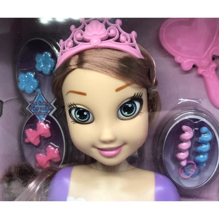 Tete a Coiffer Princesse Brune Enfant Style Disney - Cdiscount Jeux - Jouets