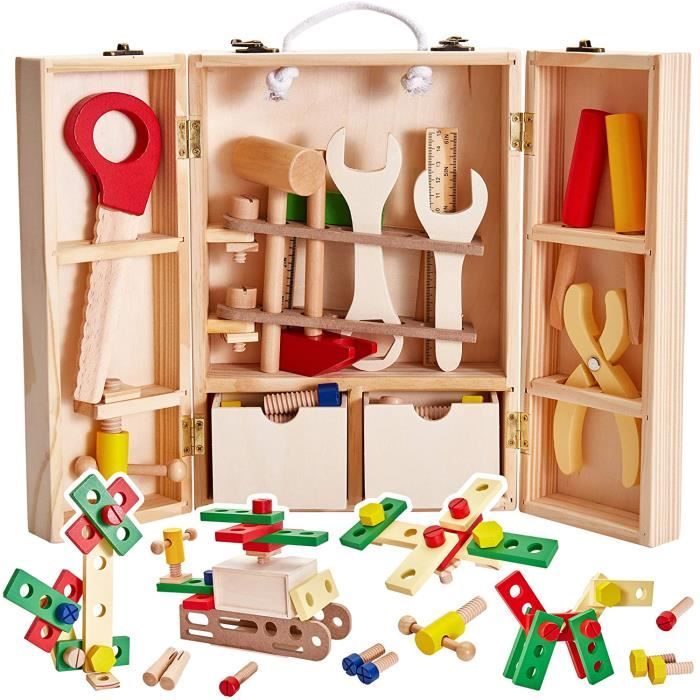 Jouet Caisse à outils en bois pour enfant 3 ans + - Un jeux des jouets