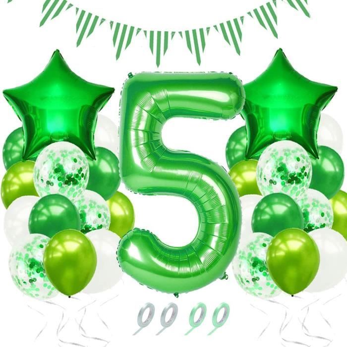 Ballon Nniversaire 5 Ns Deco D Anniversaire Garcon 5 Ns Happy Birthday Banner Ballon 5 Ns Decoration Ballon A Air Confettis Vert Hel Cdiscount Maison